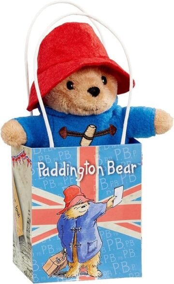 paddington bear in a union jack bag