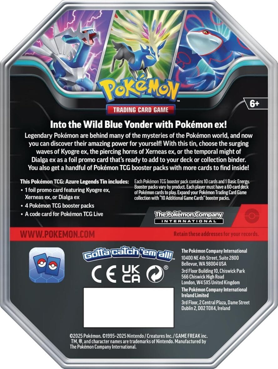 Pokémon TCG: Azure Legends Kyogre Tin