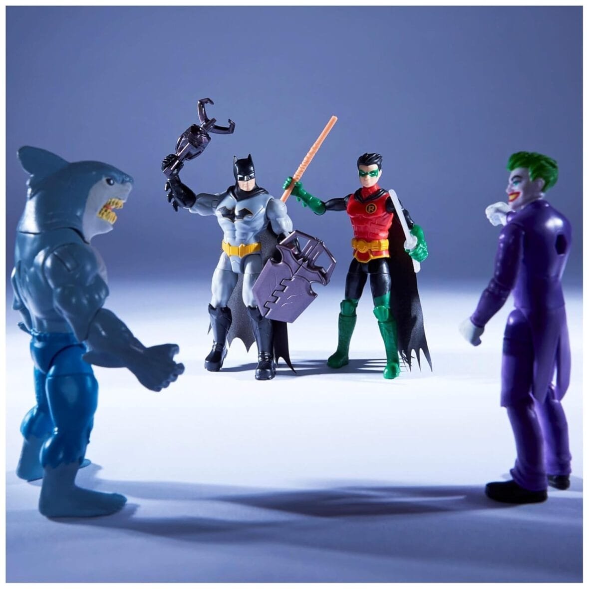 Batman & Robin vs. Joker & King Shark Figures