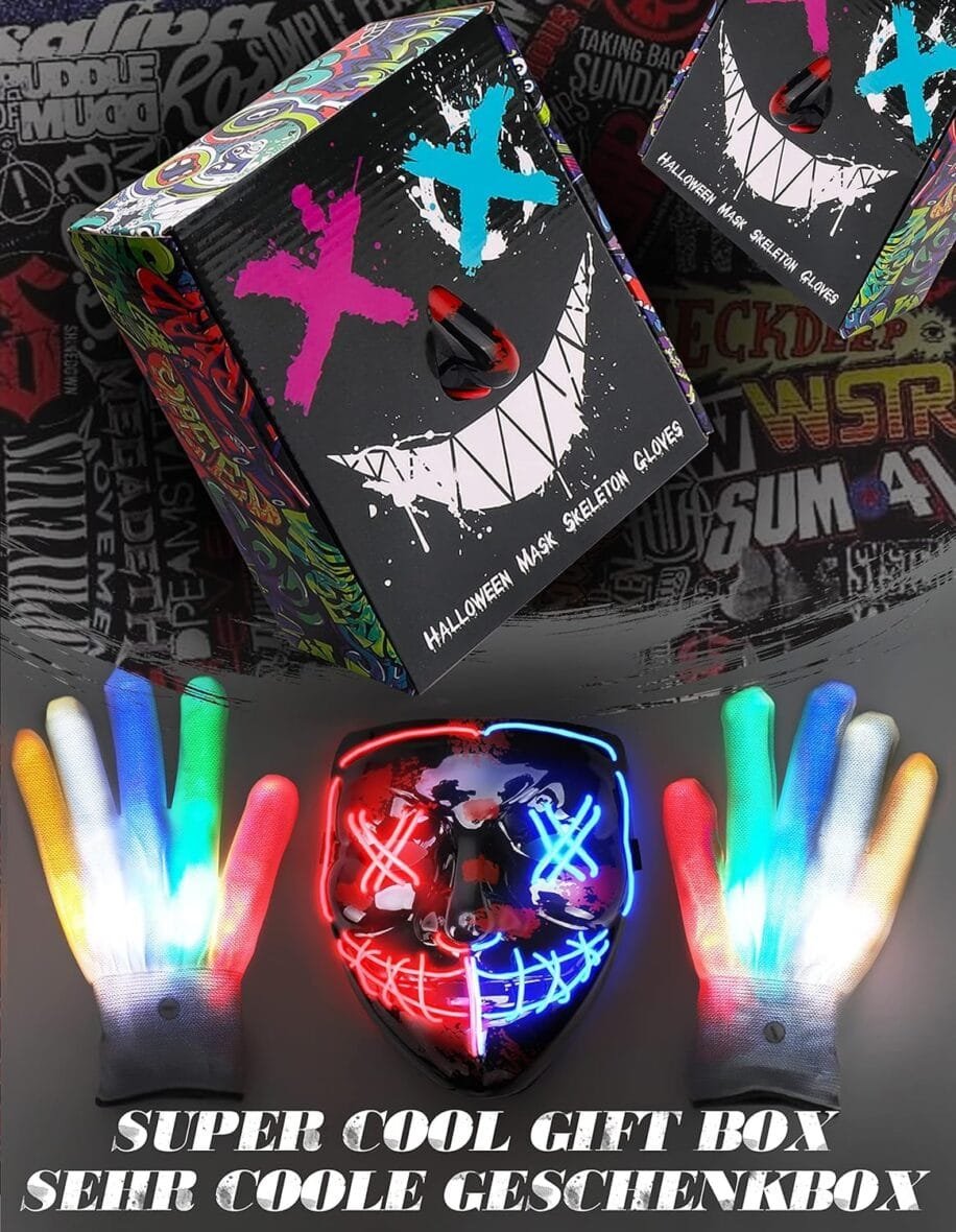 AnanBros LED Halloween Mask and Gloves