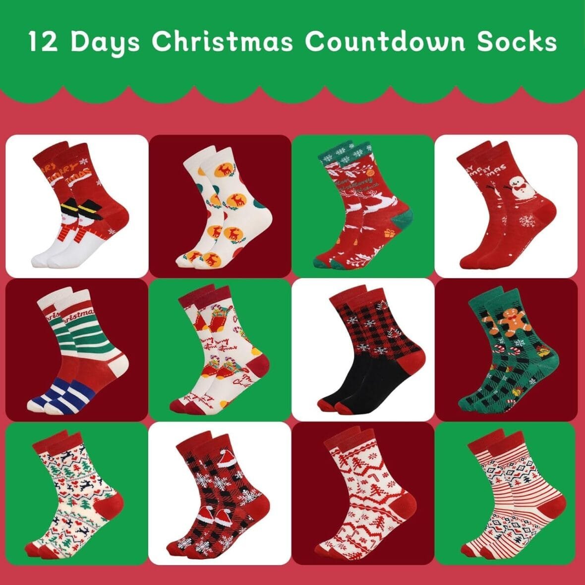 ANOTION 2025 Christmas Sock Advent Calendar