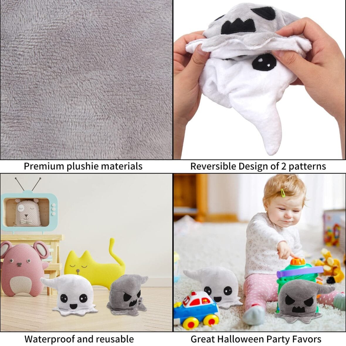 FINGOOO Reversible Ghost Plush Toy