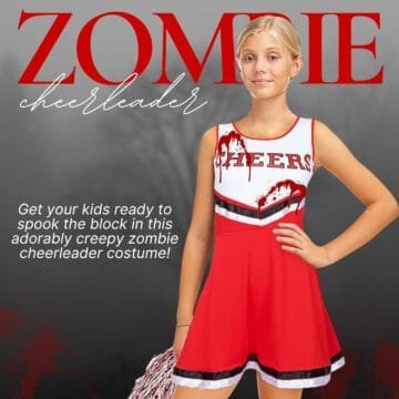 Kids Zombie Cheerleader Costume with Pom Poms