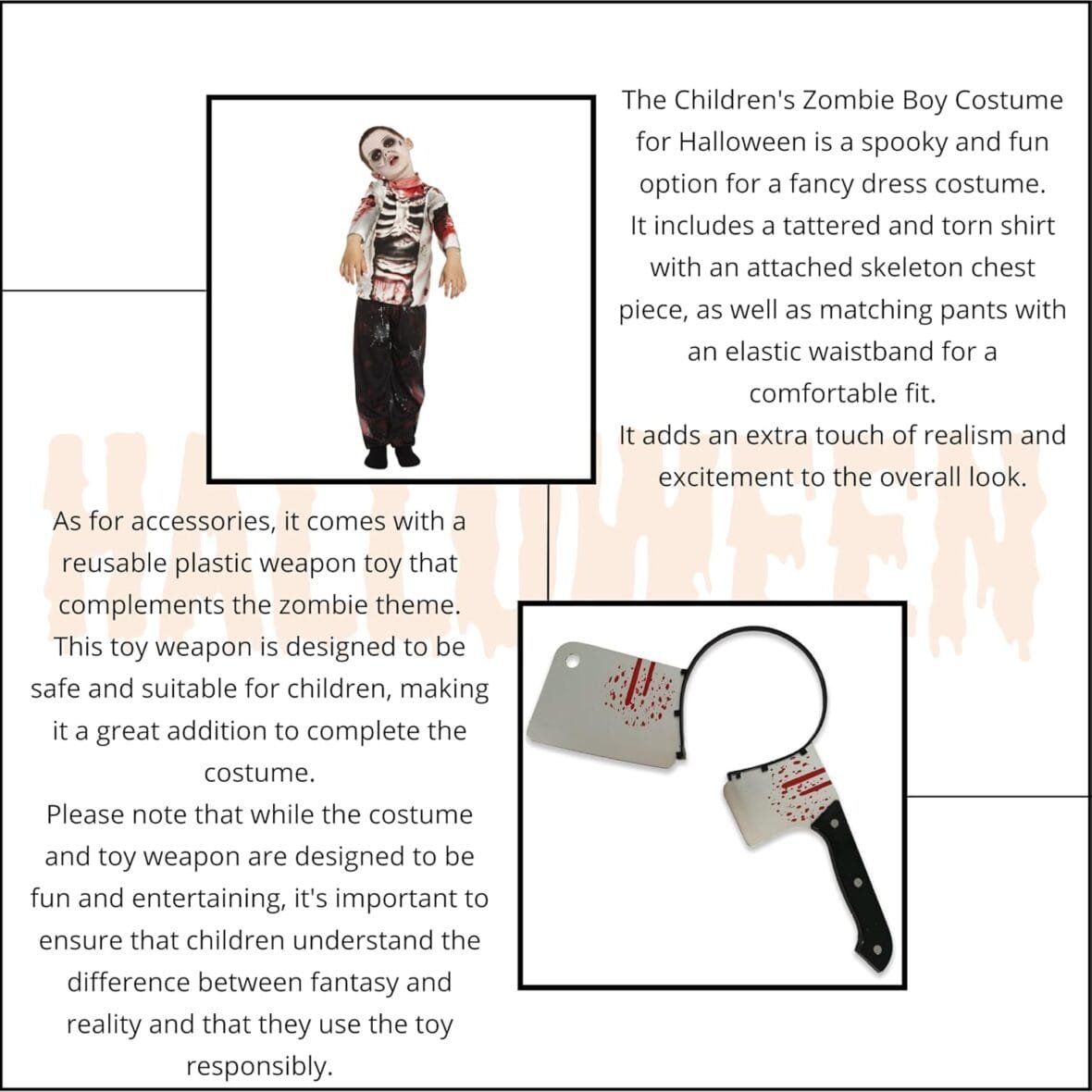 Lizzy Zombie Boy Costume with Headband