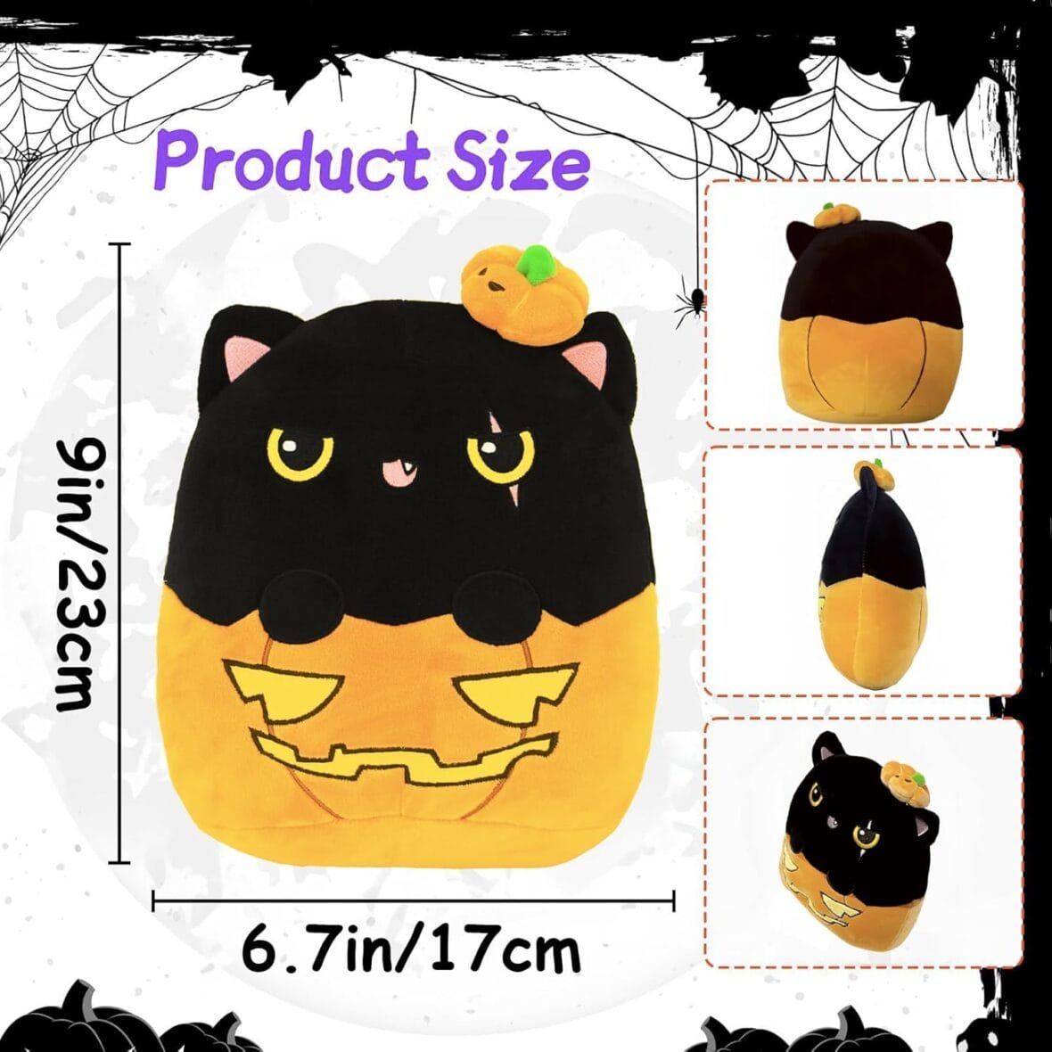 POPOYU Halloween Plush Pumpkin Cat Pillow