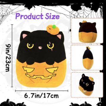 POPOYU Halloween Plush Pumpkin Cat Pillow