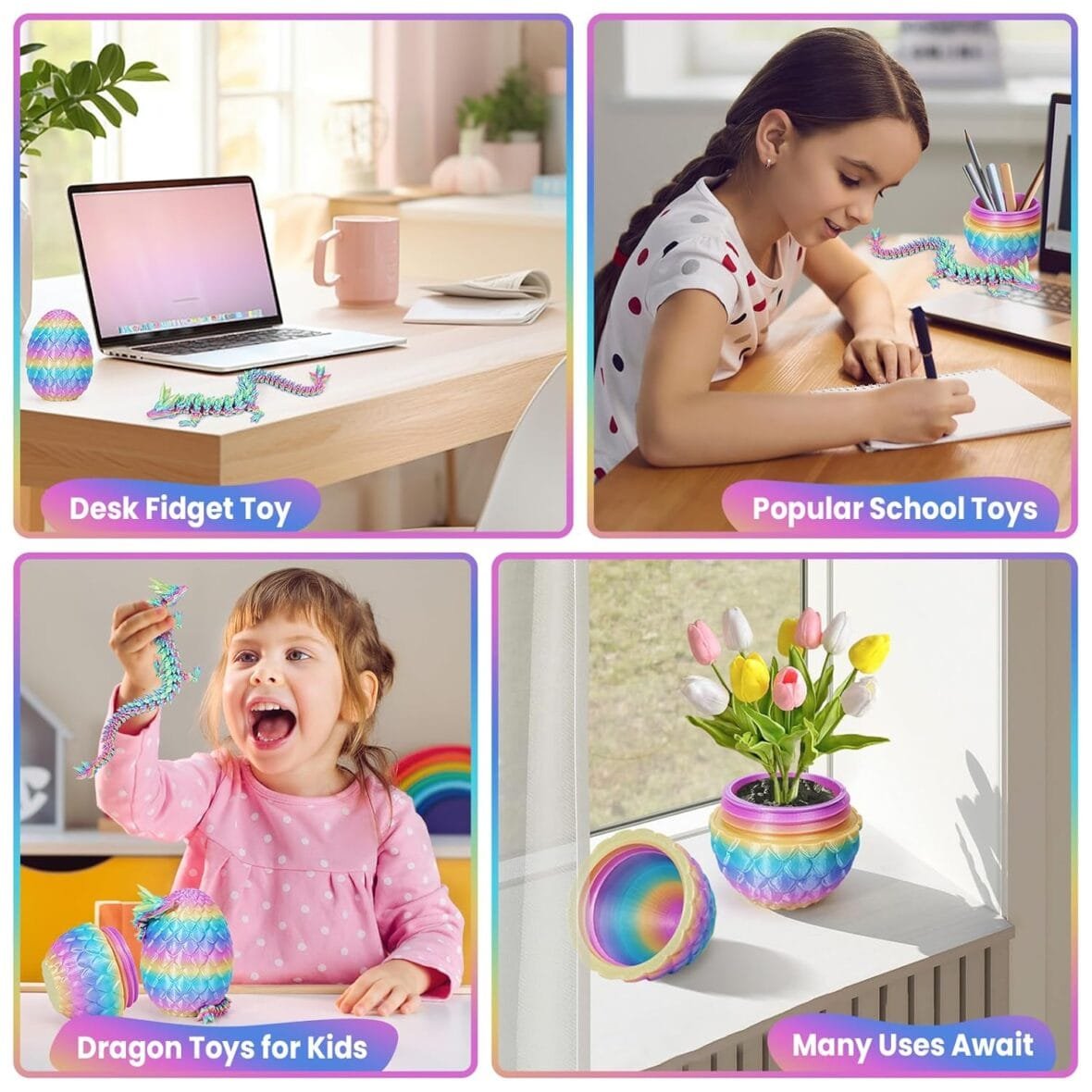 3D Printed Rainbow Dragon Egg Fidget Toy