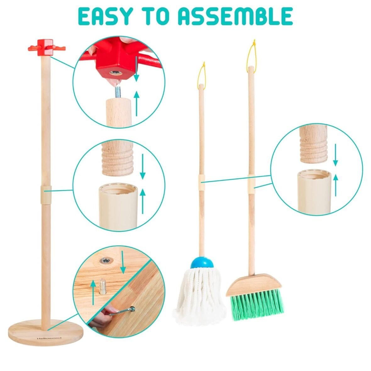 HELLOWOOD Kids 8-Piece Cleaning Play Set
