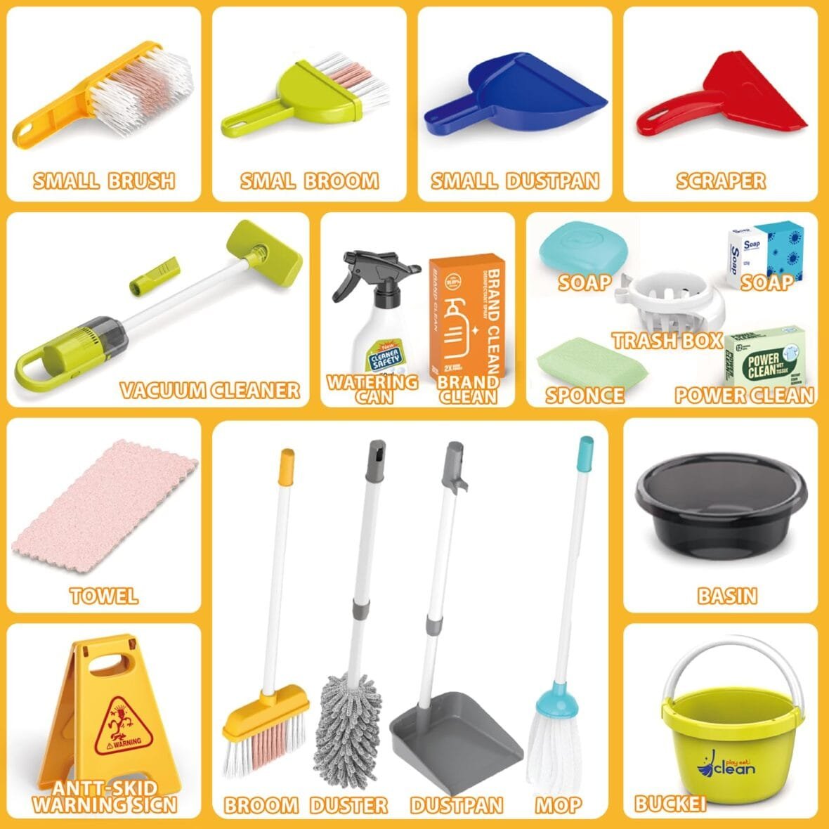 Kids Pretend Play Cleaning Set with Vacuum