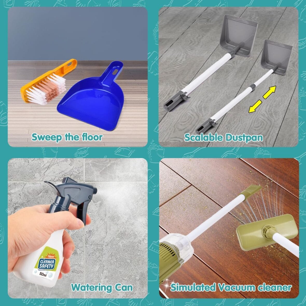 Kids Pretend Play Cleaning Set with Vacuum