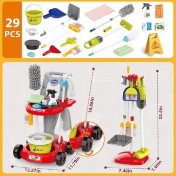 Kids Pretend Play Cleaning Set with Vacuum