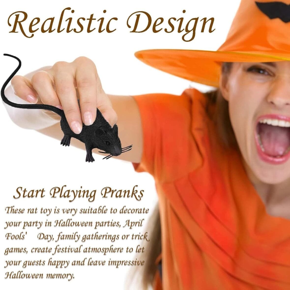 10Pcs Realistic Fake Rat Halloween Decor