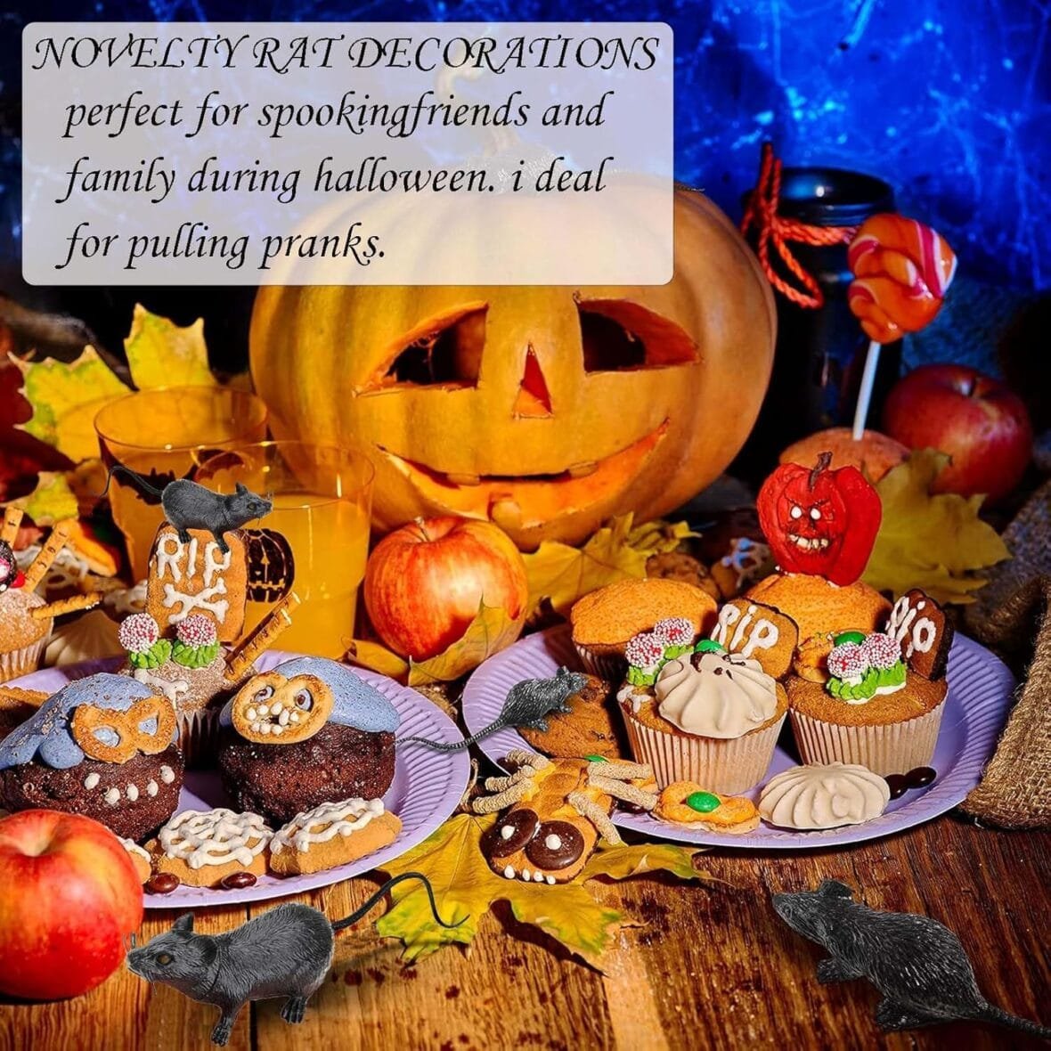 10Pcs Realistic Fake Rat Halloween Decor