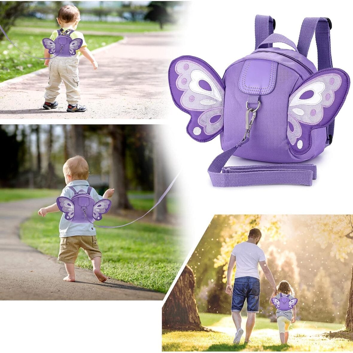 BTSKY Butterfly Baby Toddler Backpack, Purple