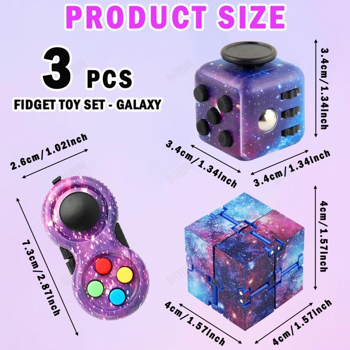 Cuackamily 3-Piece Galaxy Fidget Toy Set