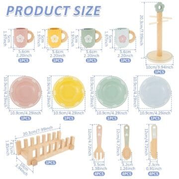 Gatphy 22-Pc Wooden Kitchen Toy Set