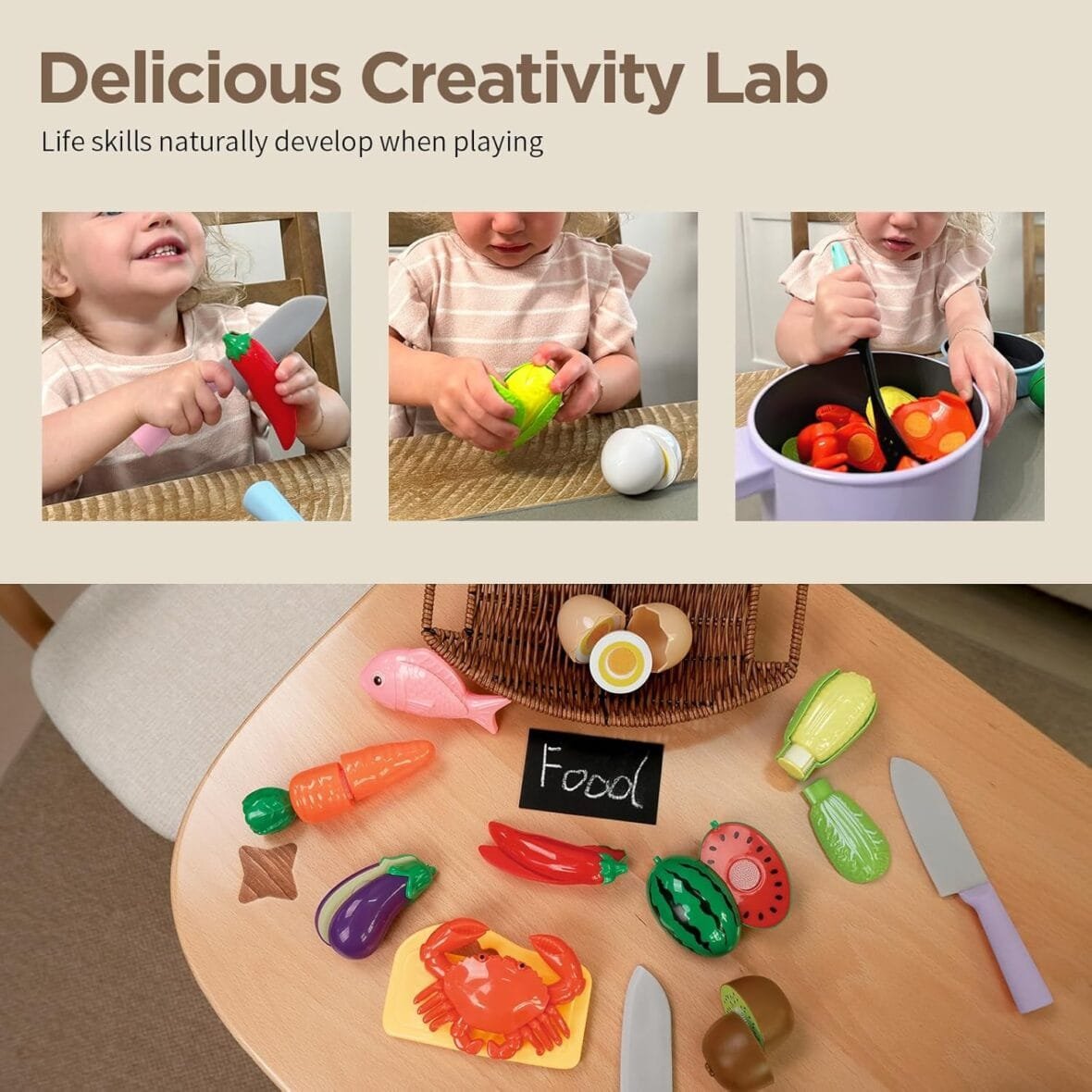 GILOBABY Kitchen Pretend Play Food Set
