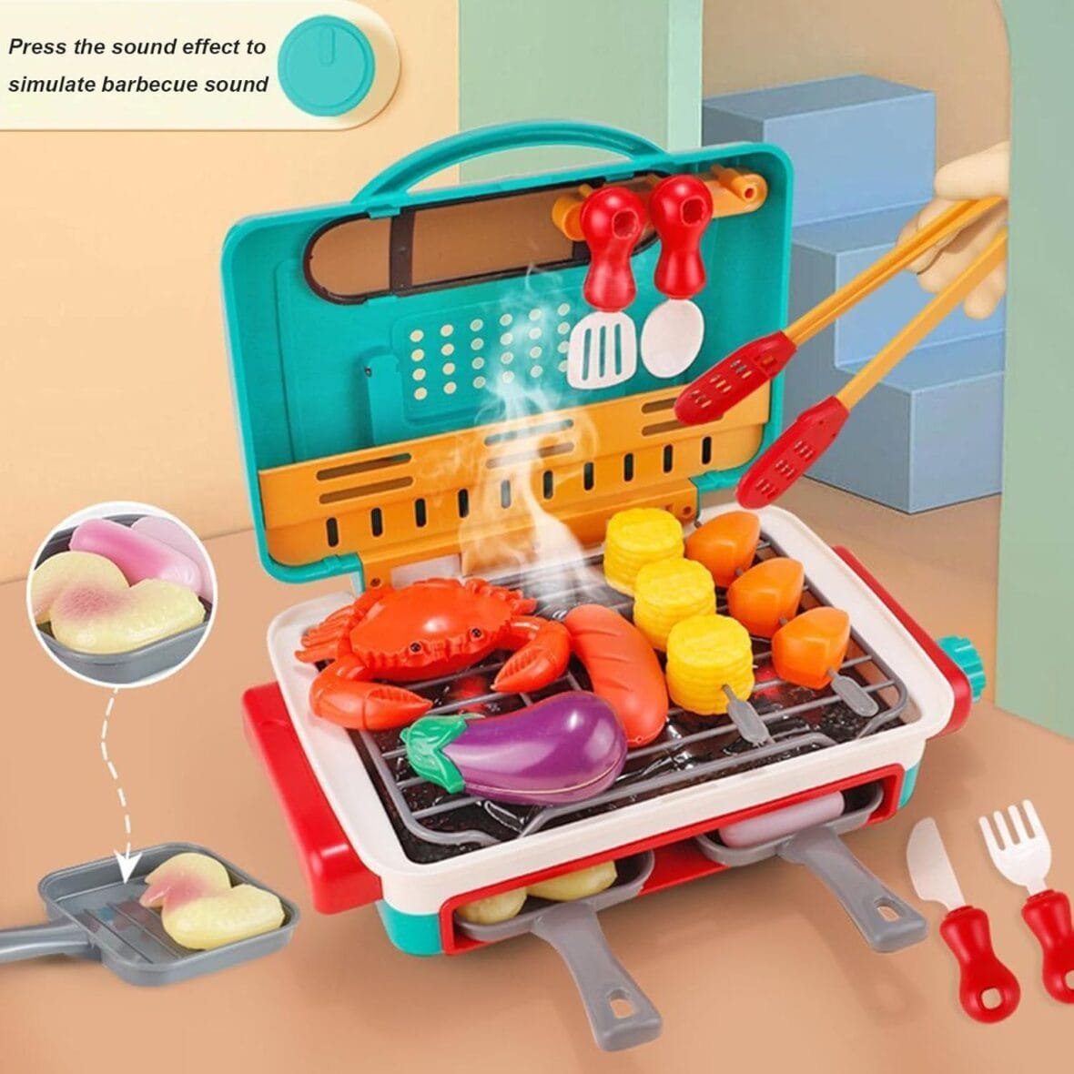 Kids BBQ Grill Toy Set with Sounds