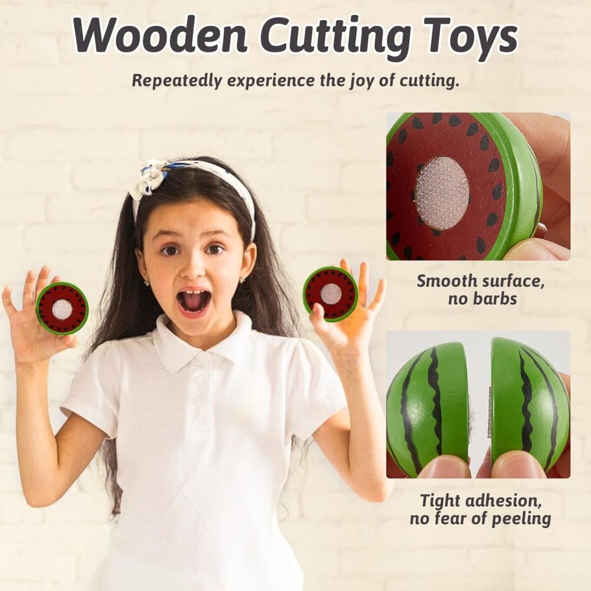LINFUN Kids Wooden Fruit Cutting Set