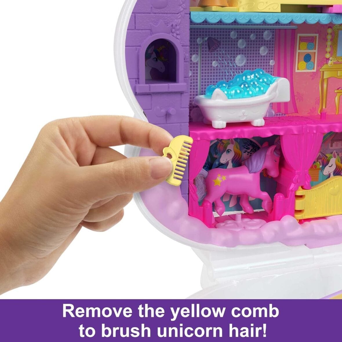 Polly Pocket Rainbow Unicorn Salon Playset