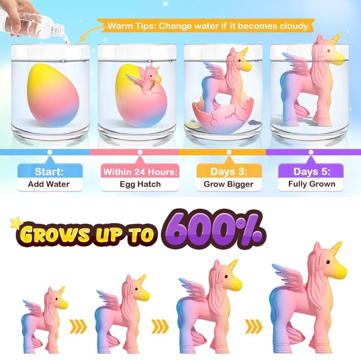 Unicorn Hatching Rainbow Eggs – 6 Pack