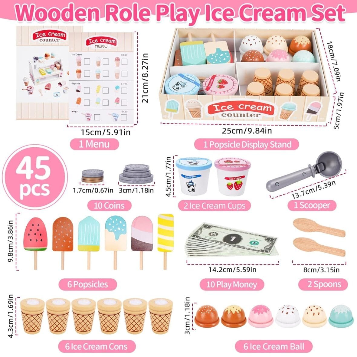 Wooden Ice Cream Toys for Toddlers