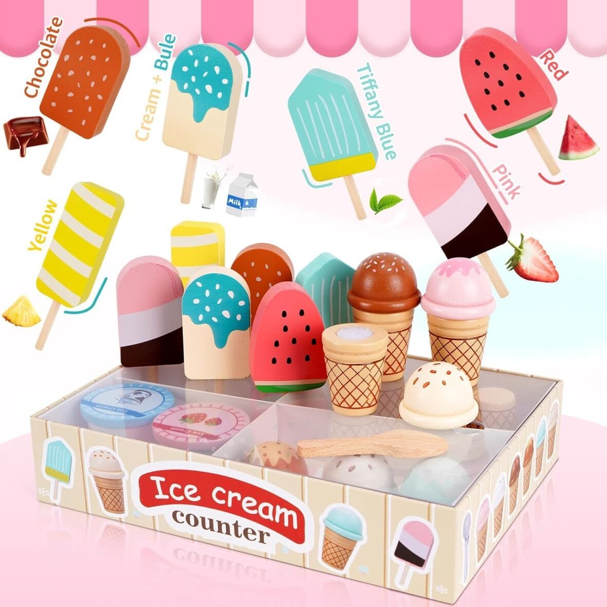 Wooden Ice Cream Toys for Toddlers