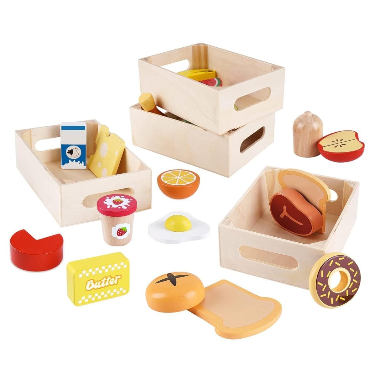 Wooden Play Food Sets for Toddlers