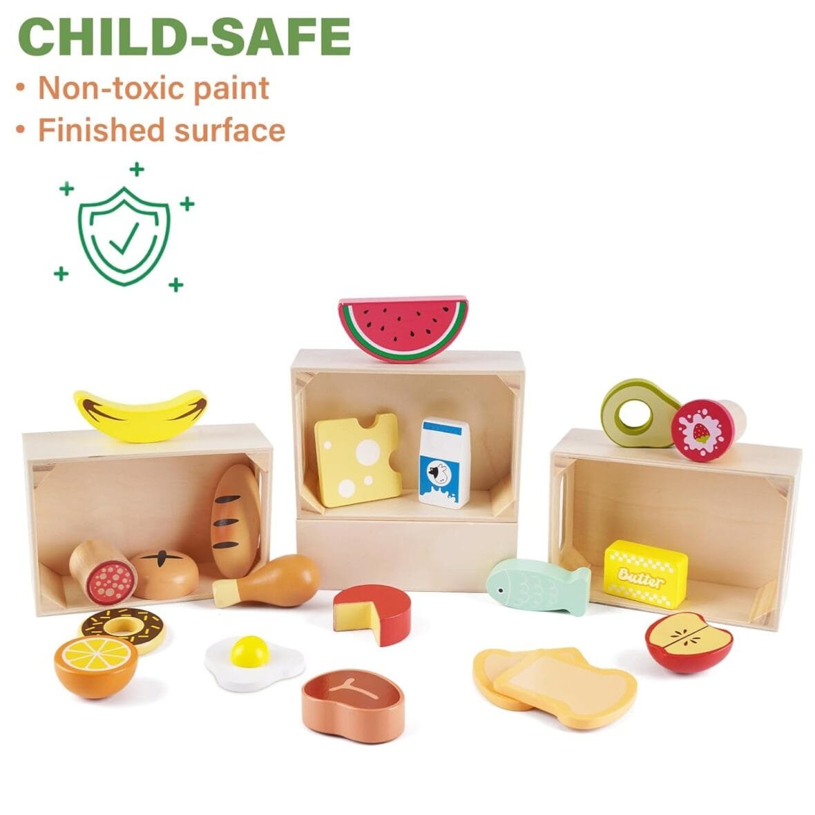 Wooden Play Food Sets for Toddlers