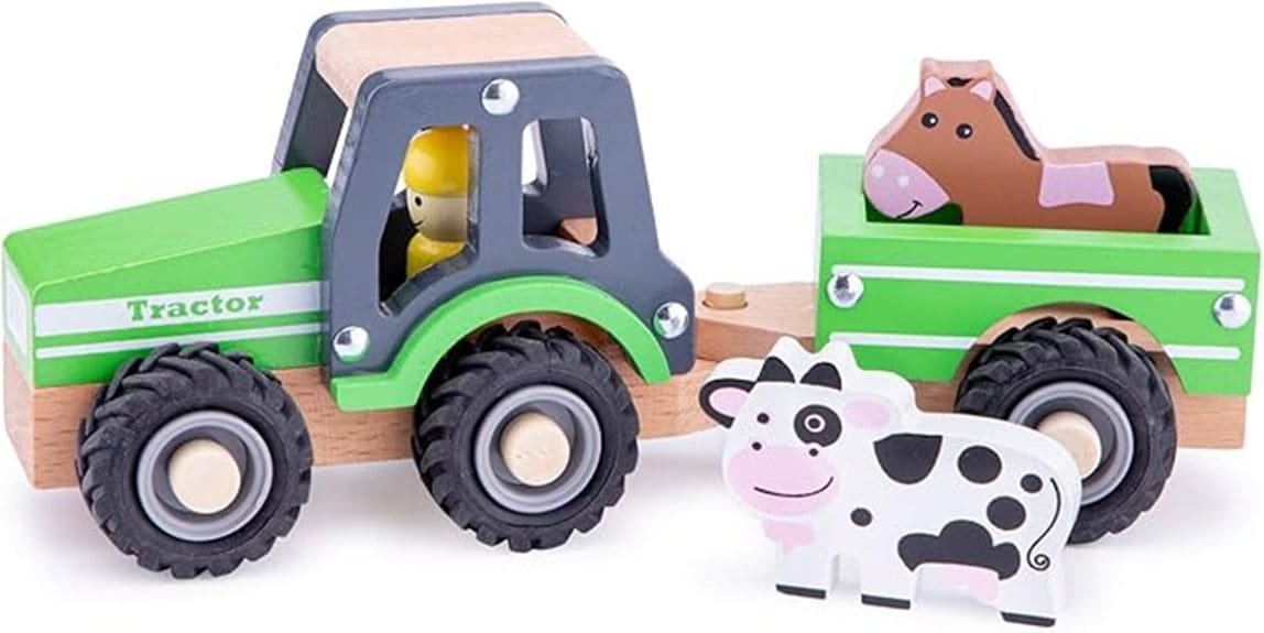 wooden green tractor trailer