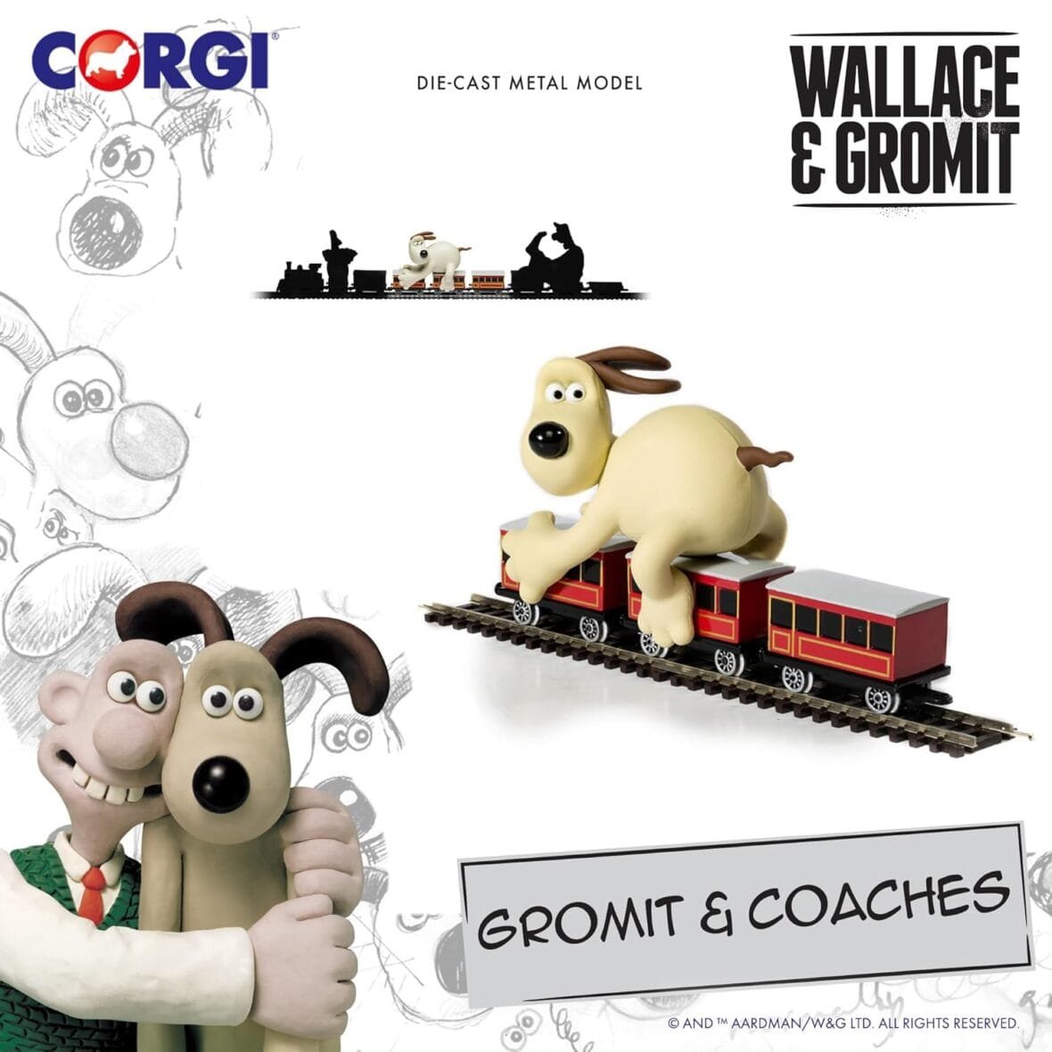 Corgi Diecast Train Toy – Gromit & Coaches