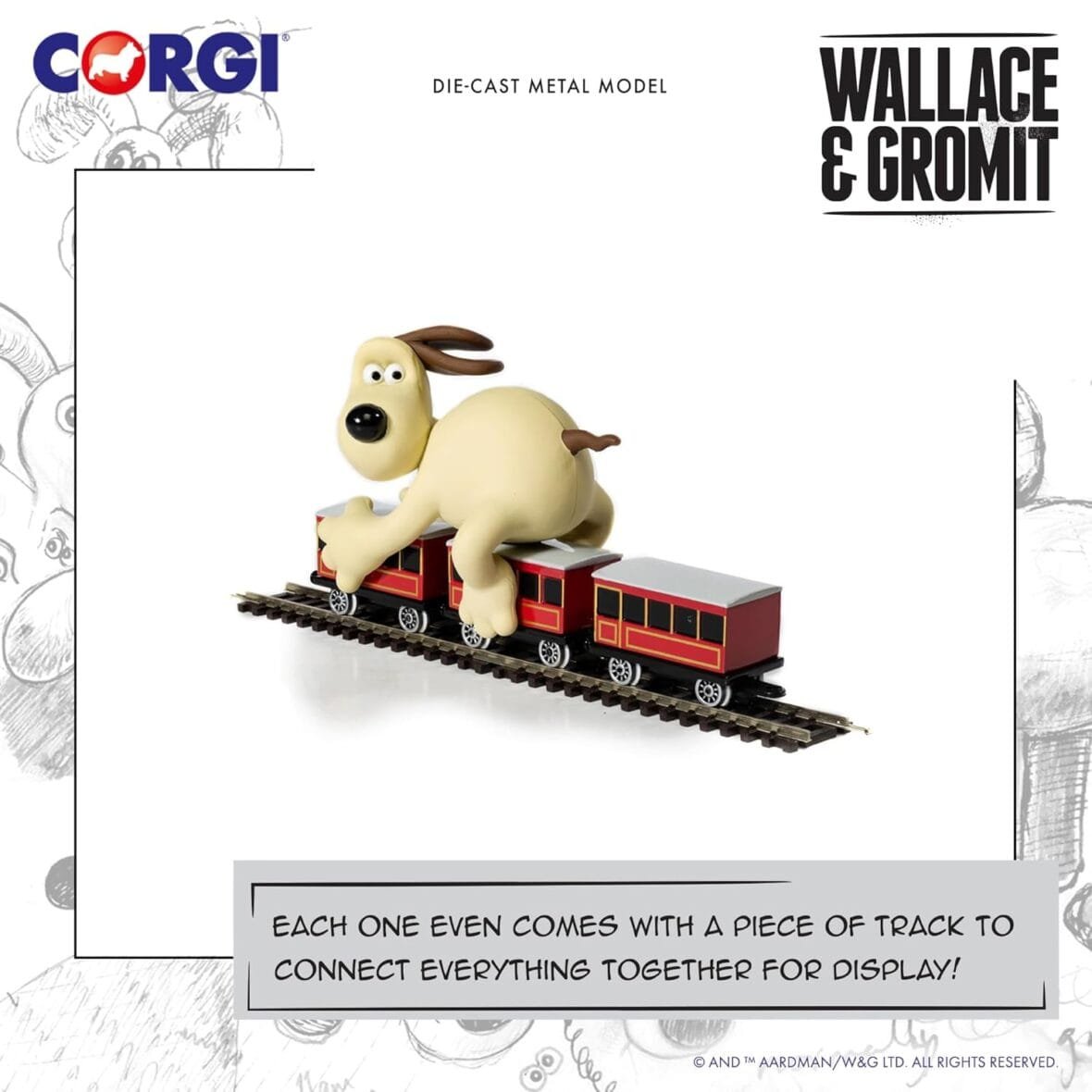 Corgi Diecast Train Toy – Gromit & Coaches