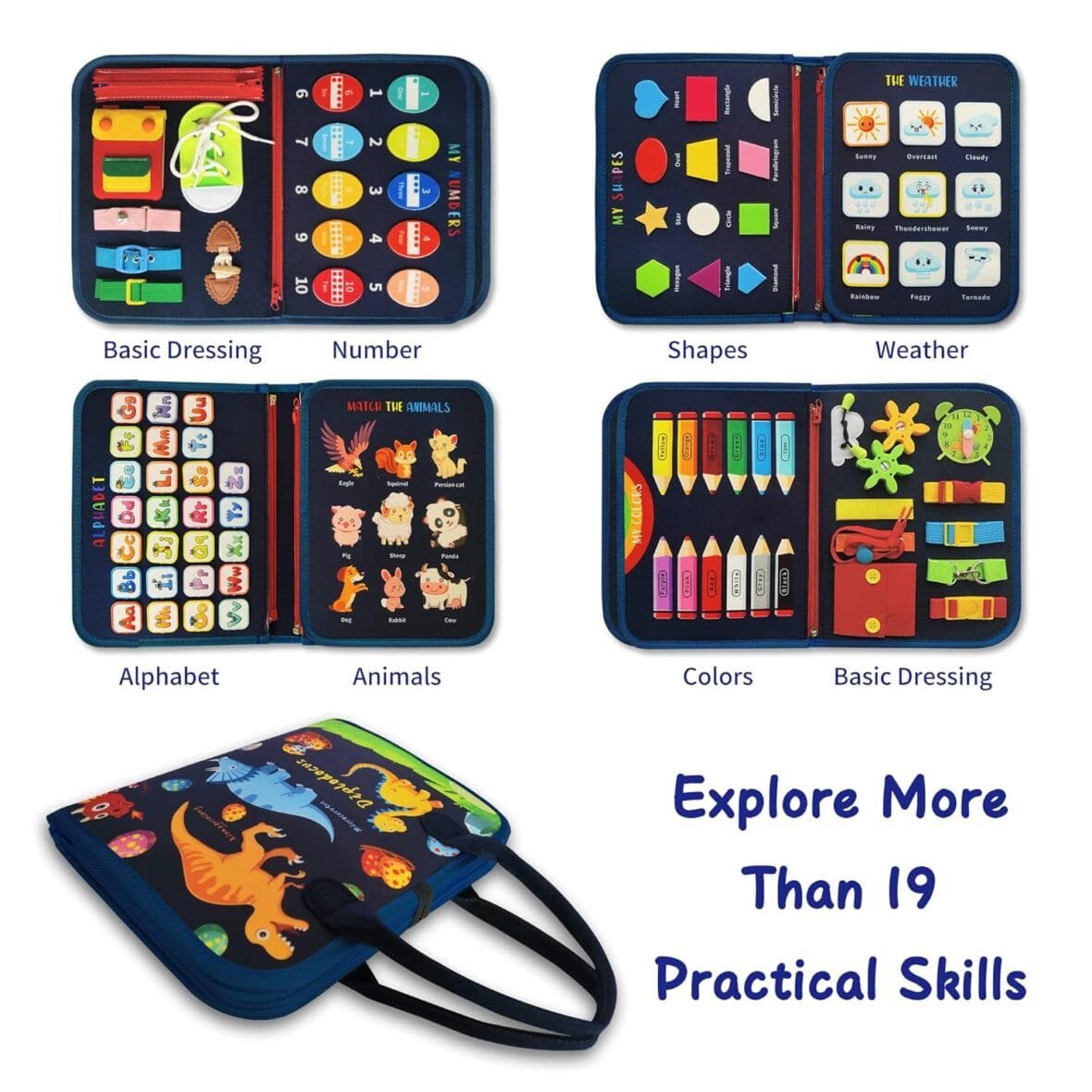 Dinosaur Busy Board for Toddlers and Kids