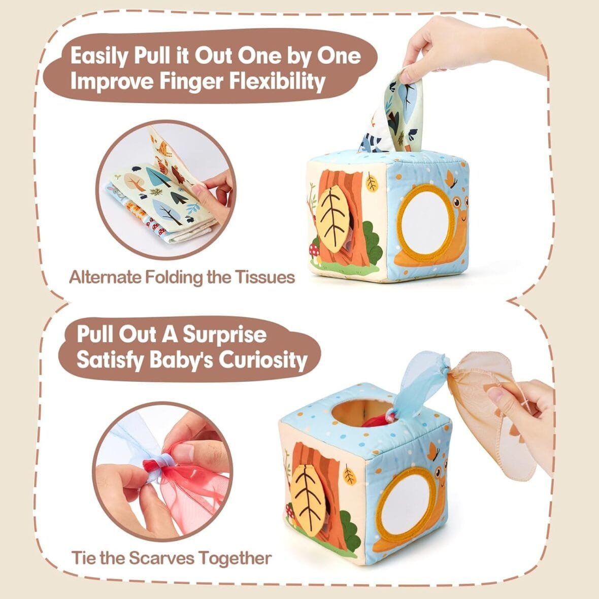 Hahaland Baby Tissue Box Sensory Toy