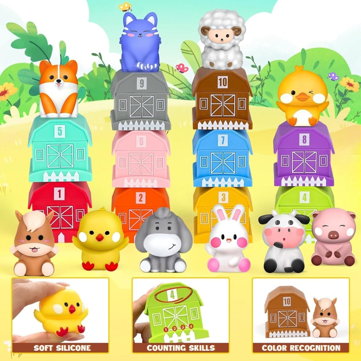 Joyreal Farm Animals Montessori Stacking Toys