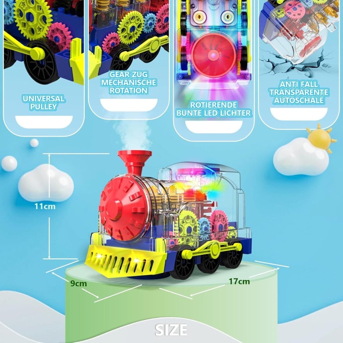 Light-Up Train Toy with Music & Gear