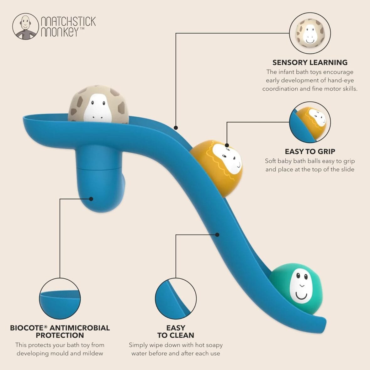 Matchstick Monkey Bathtime Slide Set