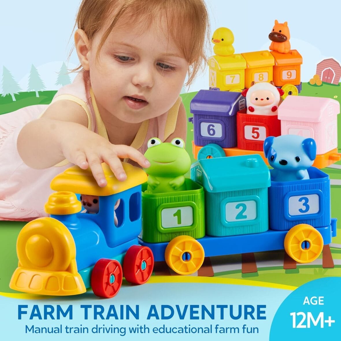Montessori Farm Train Learning Toy for Toddlers