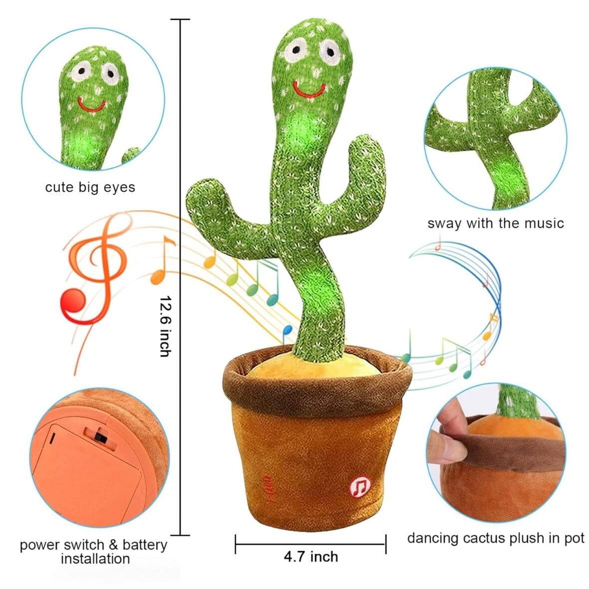 seOSTO Interactive Singing Dancing Cactus Toy