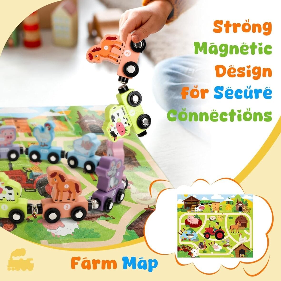 TenFans Magnetic Animal Train Toy Set