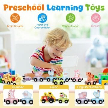 TenFans Magnetic Animal Train Toy Set