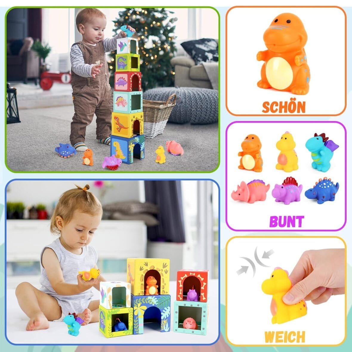 Toddler Dinosaur Sorting and Stacking Blocks
