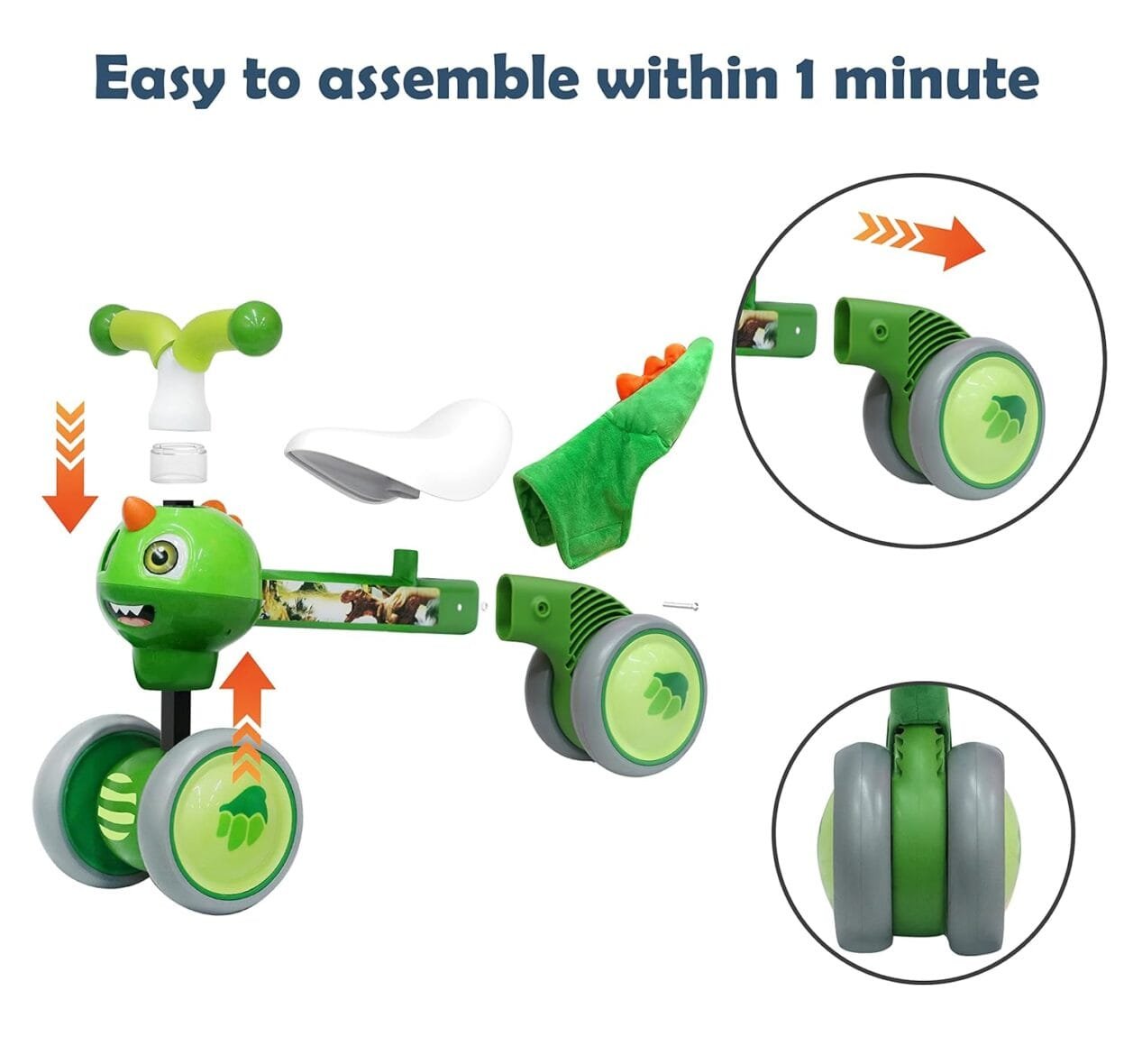 XIAPIA Dinosaur Balance Bike for Toddlers