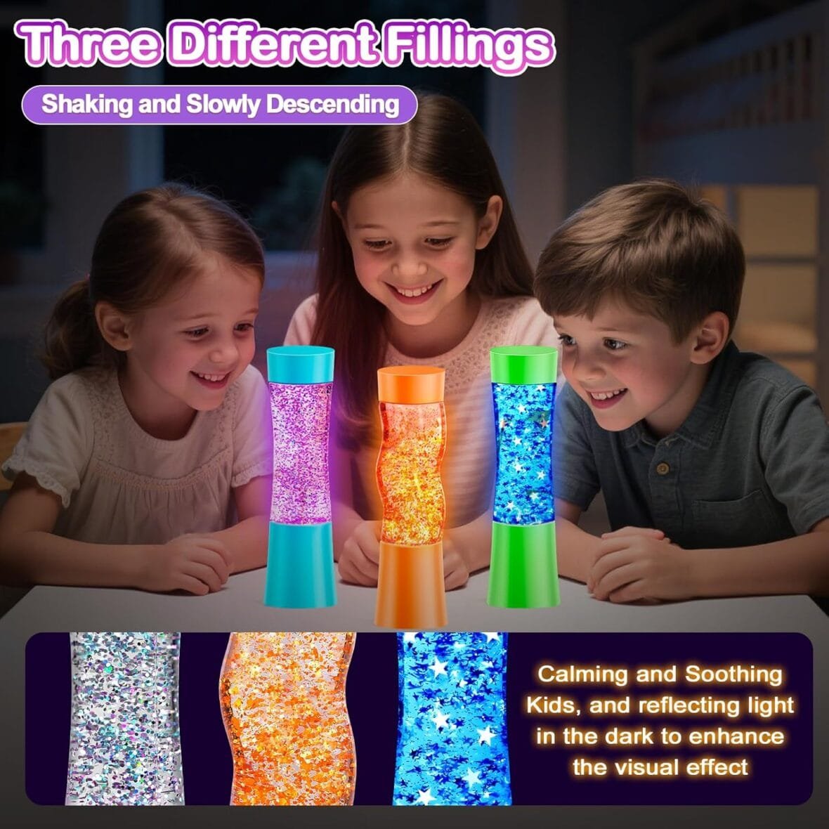3 Pack Light-Up Sensory Tubes for Autism
