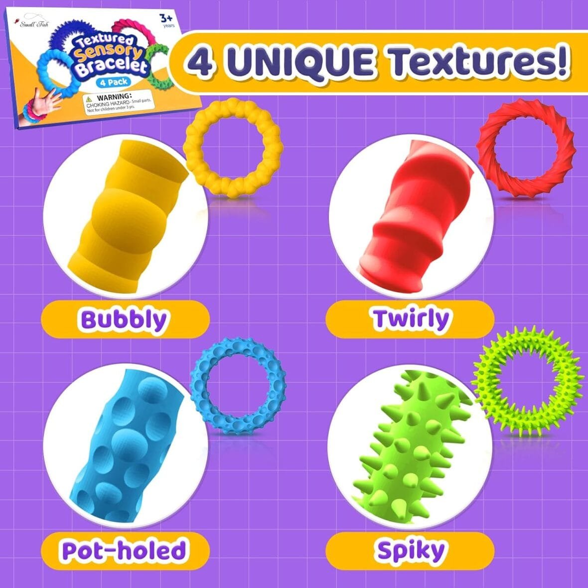 4 Pack Sensory Fidget Bracelets for All