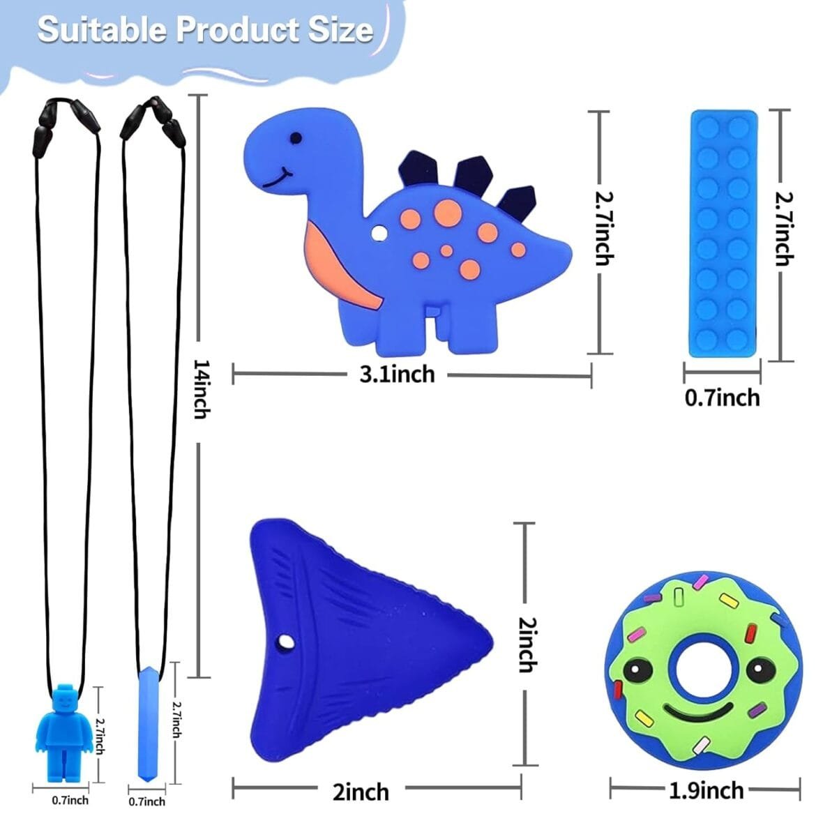 6 PCS Silicone Chew Necklaces for Kids