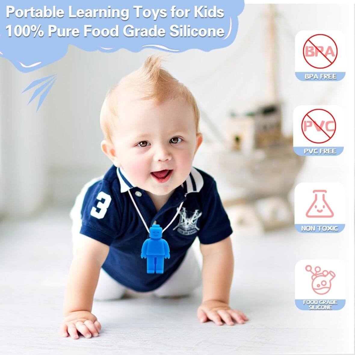 6 PCS Silicone Chew Necklaces for Kids