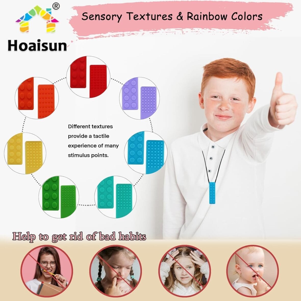 7 Pack Sensory Chew Necklaces for Kids