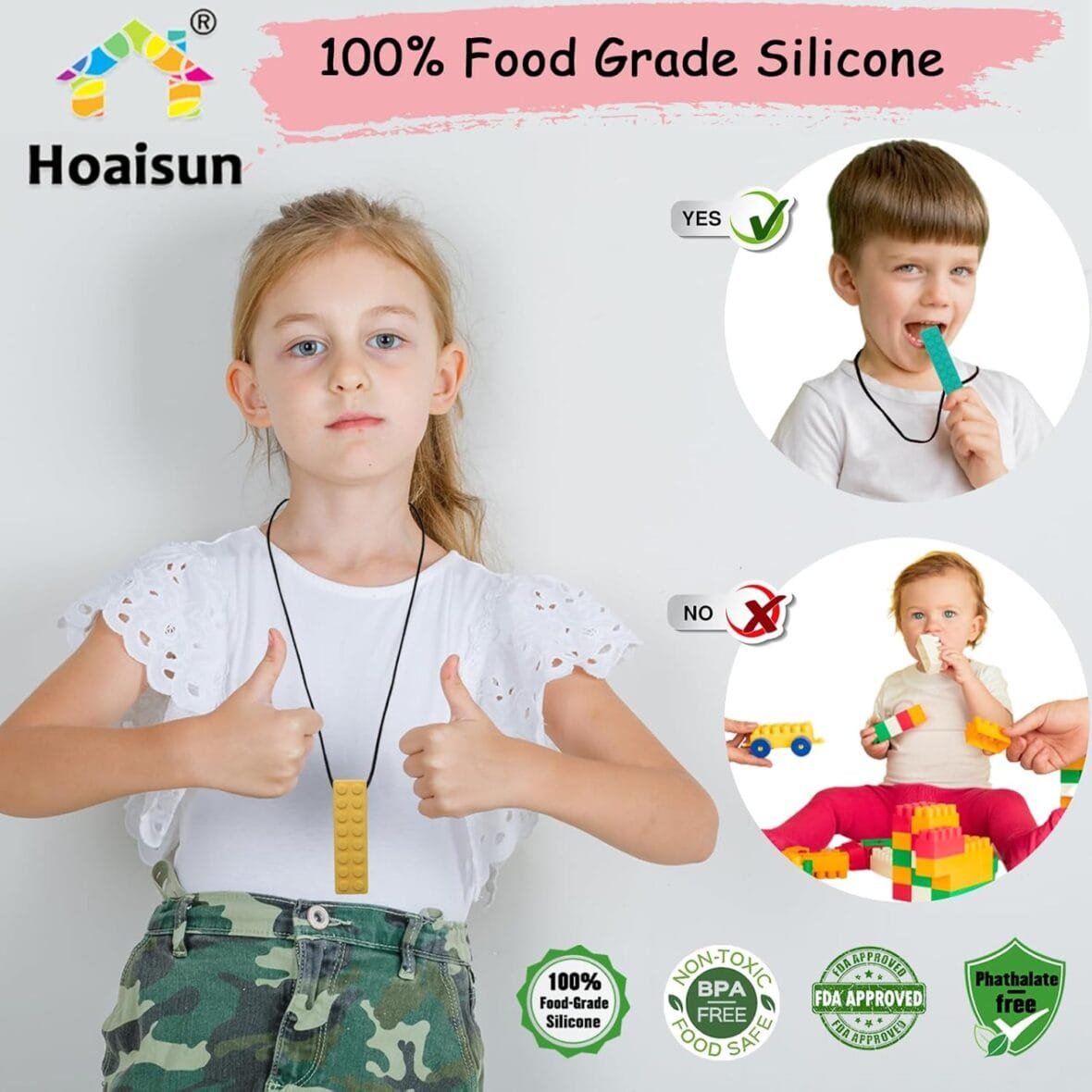 7 Pack Sensory Chew Necklaces for Kids