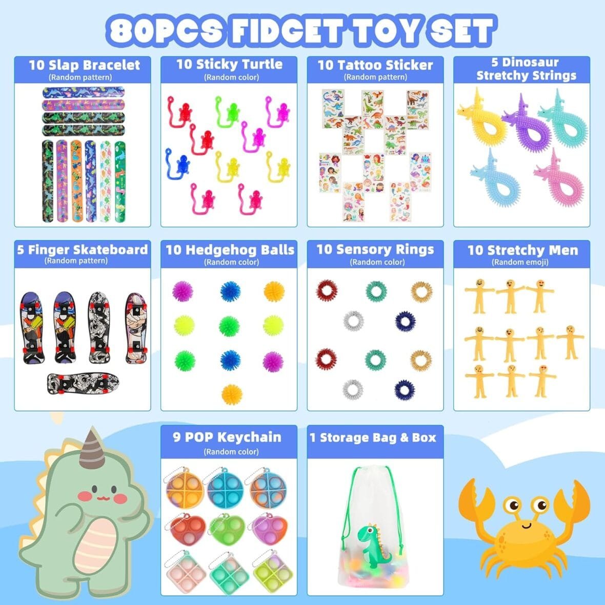 80Pcs Fidget Toys Pack for Stress Relief